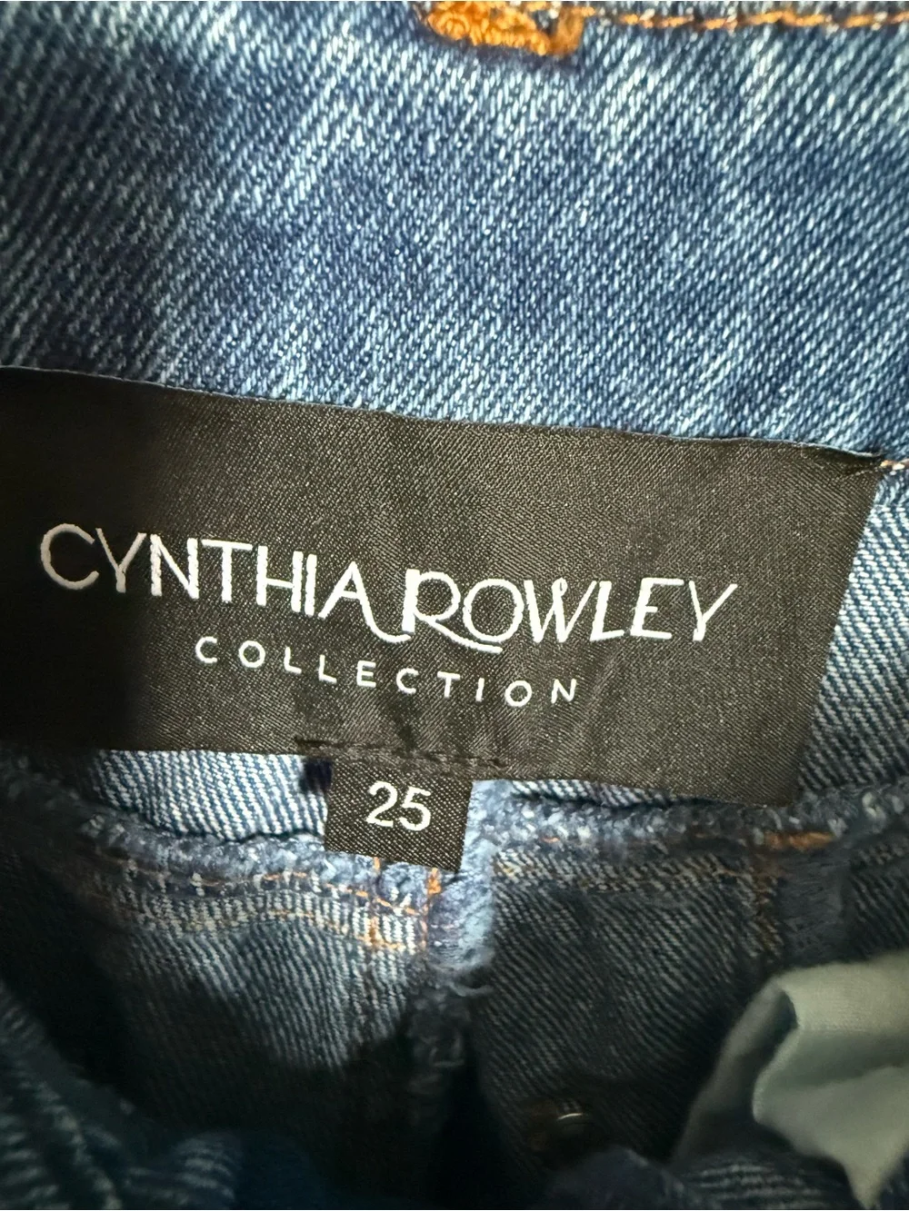 Cynthia Rowley Collection Window Pane Blue Patchwork Wide-Leg Jeans size 25. - Picture 7 of 10
